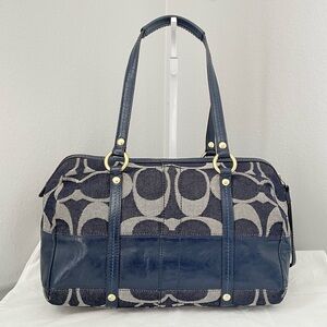 Vintage Coach Denim & Patent Leather Satchel